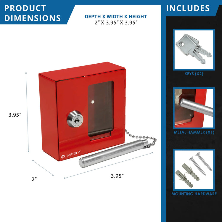 Small Breakable Emergency Key Box with Attached Hammer | AX11838