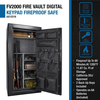 FV2000 FireVault Fireproof 30 Firearm Capacity Keypad Rifle Safe | AX12218