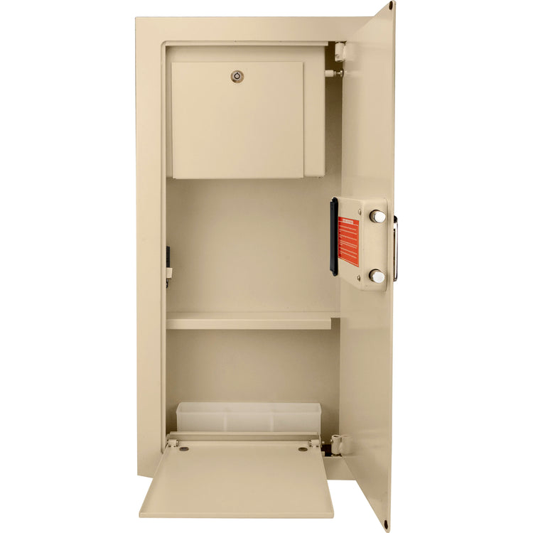 Large Beige Biometric Wall Safe, Right/Left Opening | AX12408, AX12880