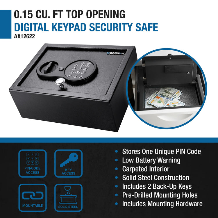 0.15 Cu. ft Top Opening Keypad Security Safe | AX12622