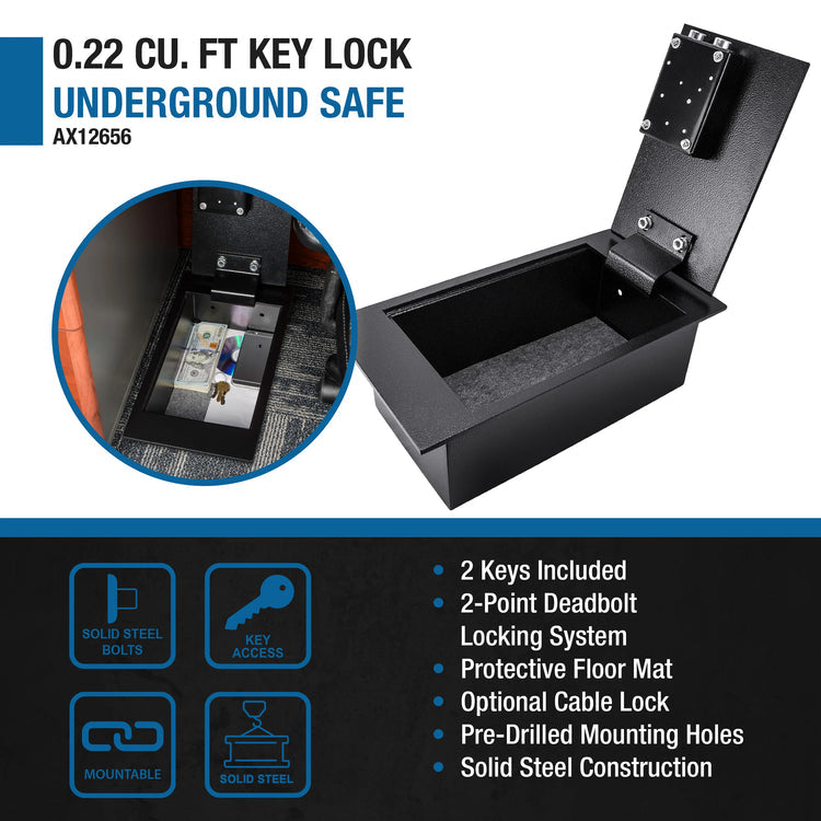 0.22 Cu. ft Floor Safe with Key Lock | AX12656