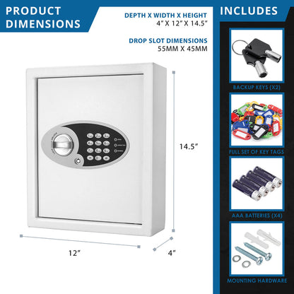 48 Capacity Fixed Position Key Cabinet Digital Keypad Wall Safe | AX12658