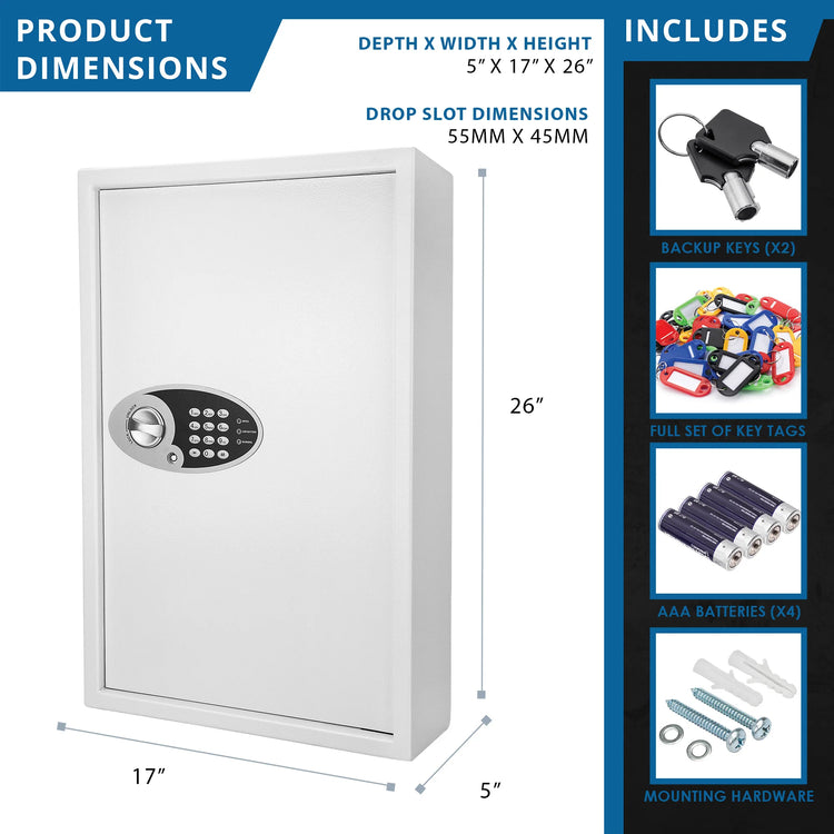 144 Capacity Adjustable Key Cabinet Digital Keypad Wall Safe | AX12660