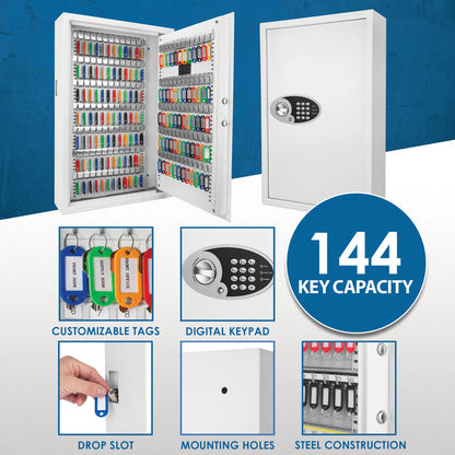 144 Capacity Adjustable Key Cabinet Digital Keypad Wall Safe | AX12660