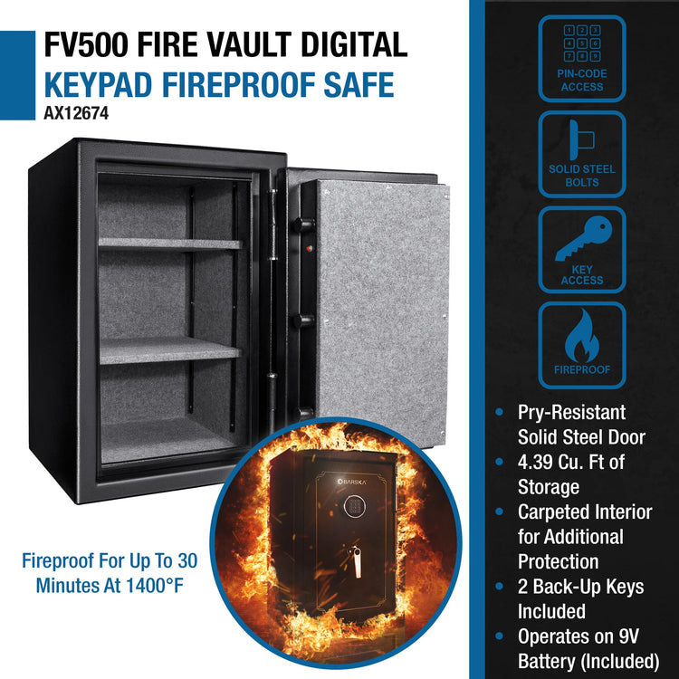 FV500 FireVault Fireproof Keypad Security Safe | AX12674