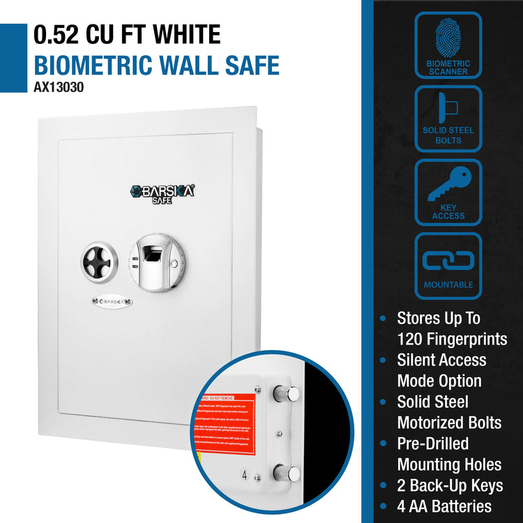 0.52 Cu. ft Right Opening Wall Safe, White | AX13030