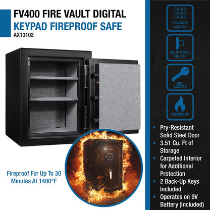 FV400 FireVault Fireproof Keypad Security Safe | AX13102