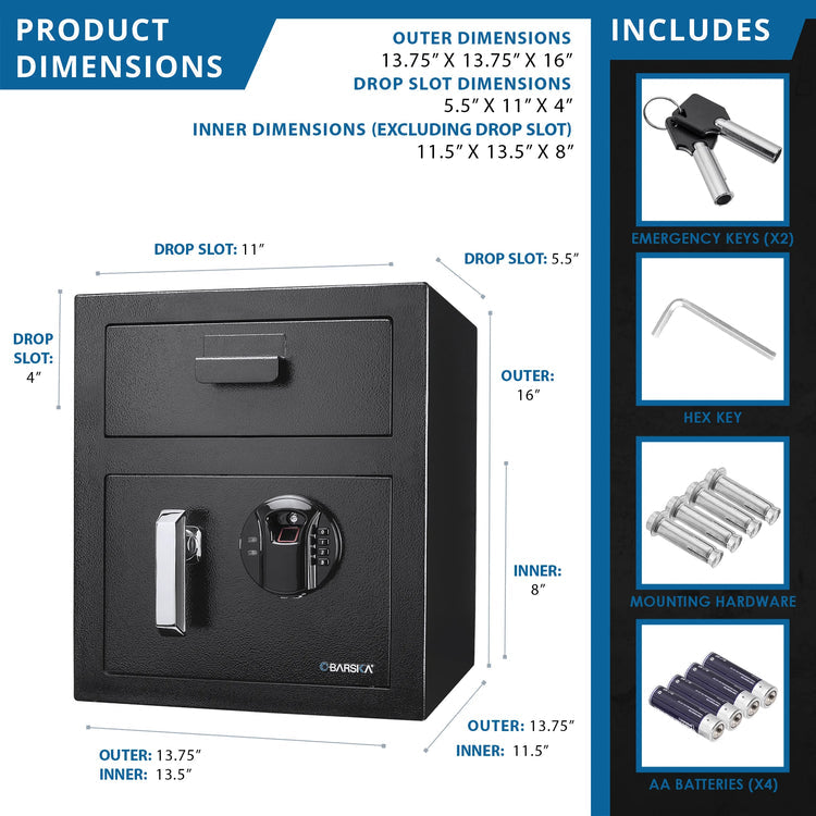 0.72 Cu. ft Biometric Keypad Depository Safe | AX13108