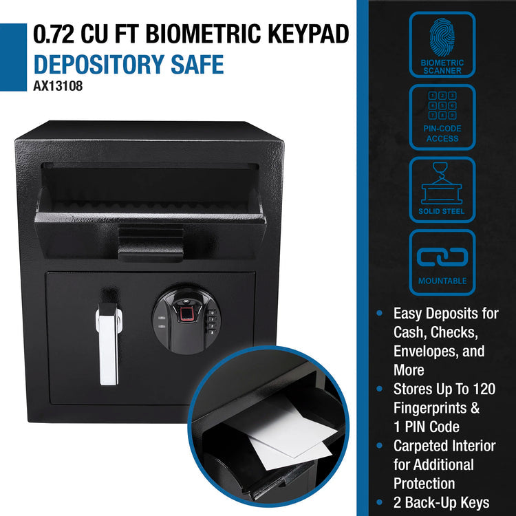 0.72 Cu. ft Biometric Keypad Depository Safe | AX13108