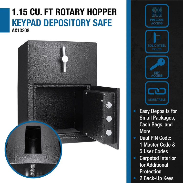 1.15 Cu. ft Rotary Hopper Keypad Depository Safe | AX13308