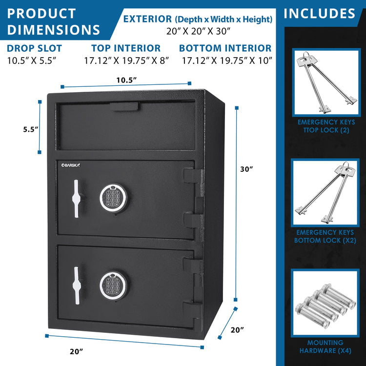 1.6/2 Cu. ft Dual Compartment Keypad Depository Safe | AX13312