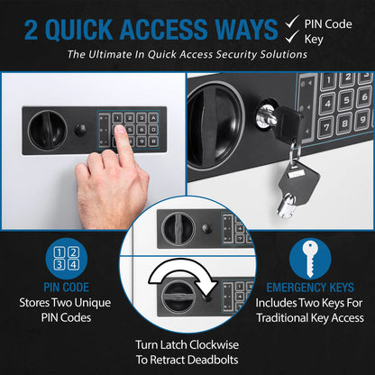 240 Capacity Adjustable Key Cabinet Digital Keypad Wall Safe, White | AX13368