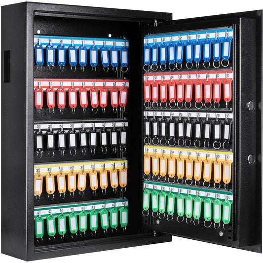 100 Capacity Fixed Position Key Cabinet Digital Keypad Wall Safe, Black | AX13370