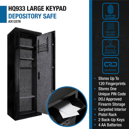 HQ1000 16 Rifle Biometric Digital Keypad Rifle Safe | AX13378