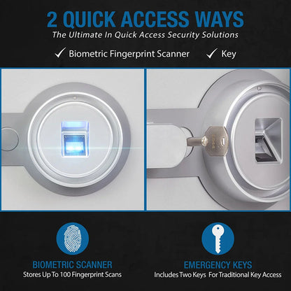 1.64 Cu. ft Biometric Fireproof Security Safe, Grey | AX13494