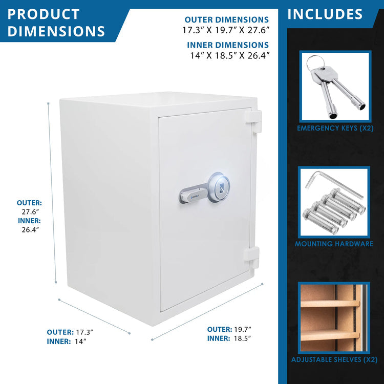 4.48 Cu. ft Biometric Fireproof Security Safe, White | AX13496