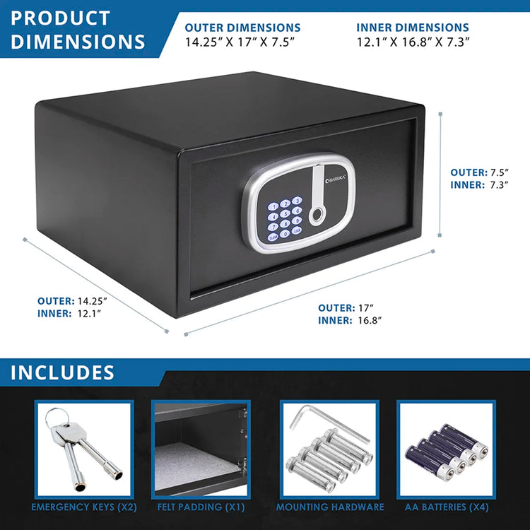 0.85 Cu. ft Biometric Digital Keypad Security Safe with Interior Light | AX13632