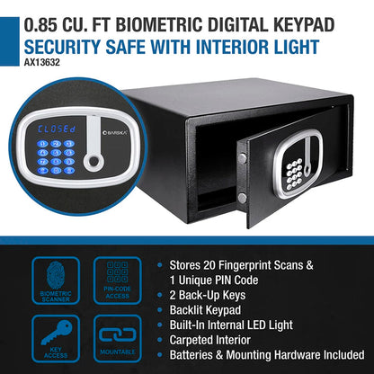 0.85 Cu. ft Biometric Digital Keypad Security Safe with Interior Light | AX13632