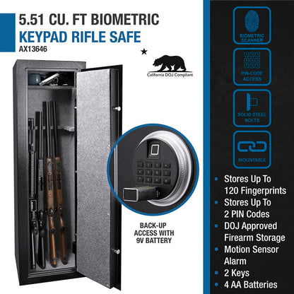 5.51 Cu. ft 10 Rifle Biometric Keypad Rifle Safe | AX13646