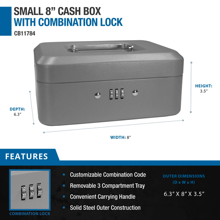 Small 8" Cash Box with Combination Lock | CB11784