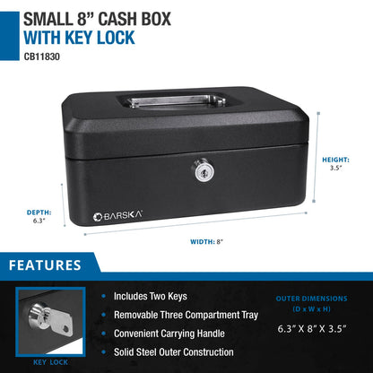 Small 8" Cash Box with Key Lock | CB11830