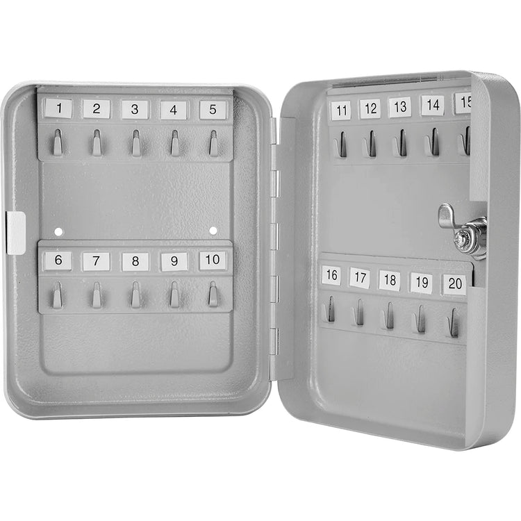 20 Capacity Fixed Position Key Cabinet with Key Lock, Grey | CB12482