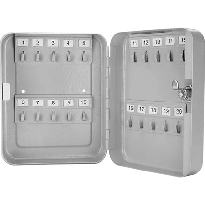 20 Capacity Fixed Position Key Cabinet with Key Lock, Grey | CB12482