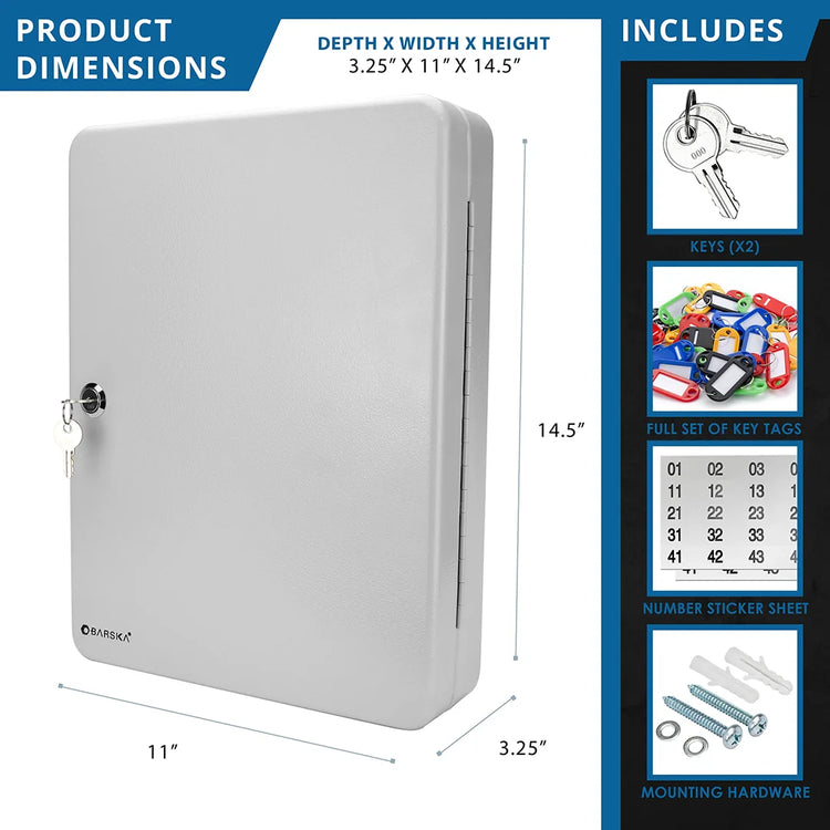 160 Capacity Fixed Position Key Cabinet with Key Lock, Grey | CB12488