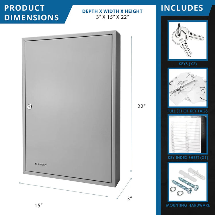 160 Capacity Fixed Position Key Cabinet with Key Lock, White Tags | CB12492