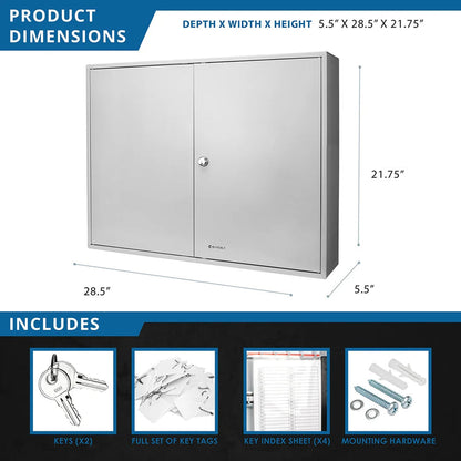 320 Capacity Fixed Position Key Cabinet with Key Lock, White Tags | CB12698