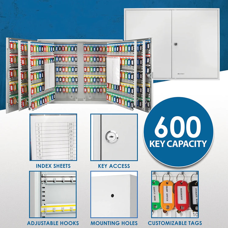 600 Capacity Adjustable Key Cabinet with Key Lock | CB12700