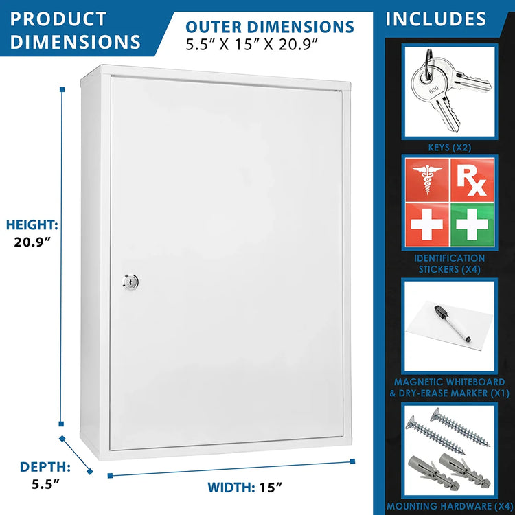 Large Medical Cabinet with Magnetic Dry Erase Pad and Marker | CB12824