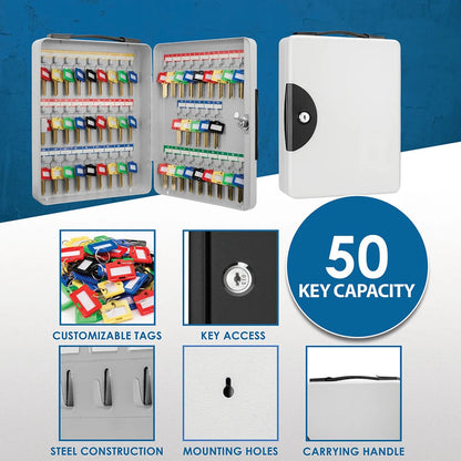 50 Capacity Portable Key Cabinet with Key Lock | CB12948