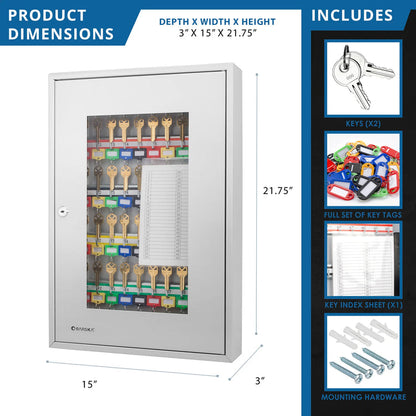 50 Capacity Adjustable Key Cabinet with Glass Door | CB12950