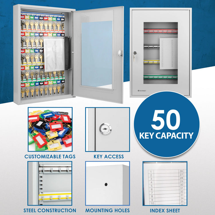 50 Capacity Adjustable Key Cabinet with Glass Door | CB12950