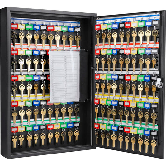 100 Capacity Adjustable Key Cabinet with Key Lock, Black | CB12964