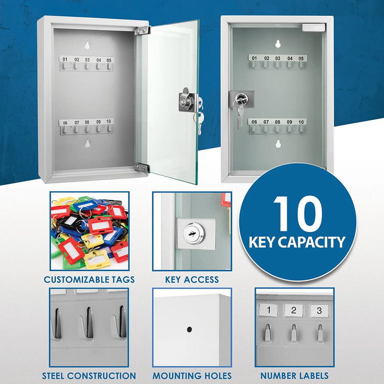 10 Capacity Fixed Position Key Cabinet with Glass Door | CB12986