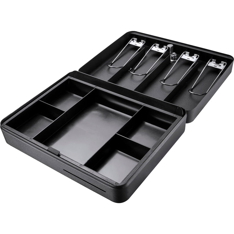 Fold Out Cash Box with Five Compartment Tray, Bill Holder, and Drop Slot with Key Lock | CB13052