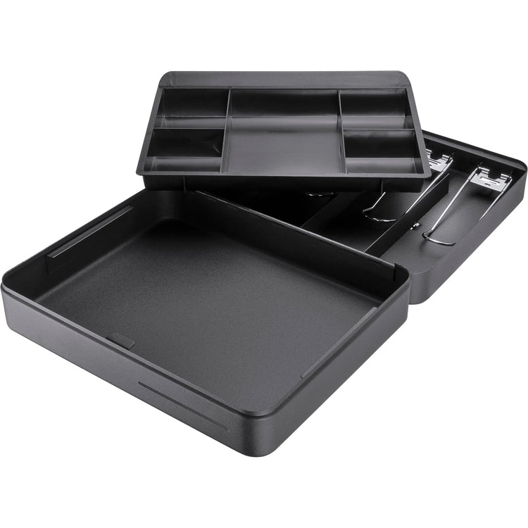 Fold Out Cash Box with Five Compartment Tray, Bill Holder, and Drop Slot with Key Lock | CB13052