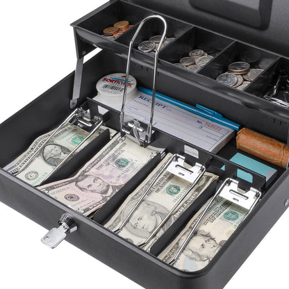 Cash Box with Coin Trays and Bill Holder with Key Lock | CB13054