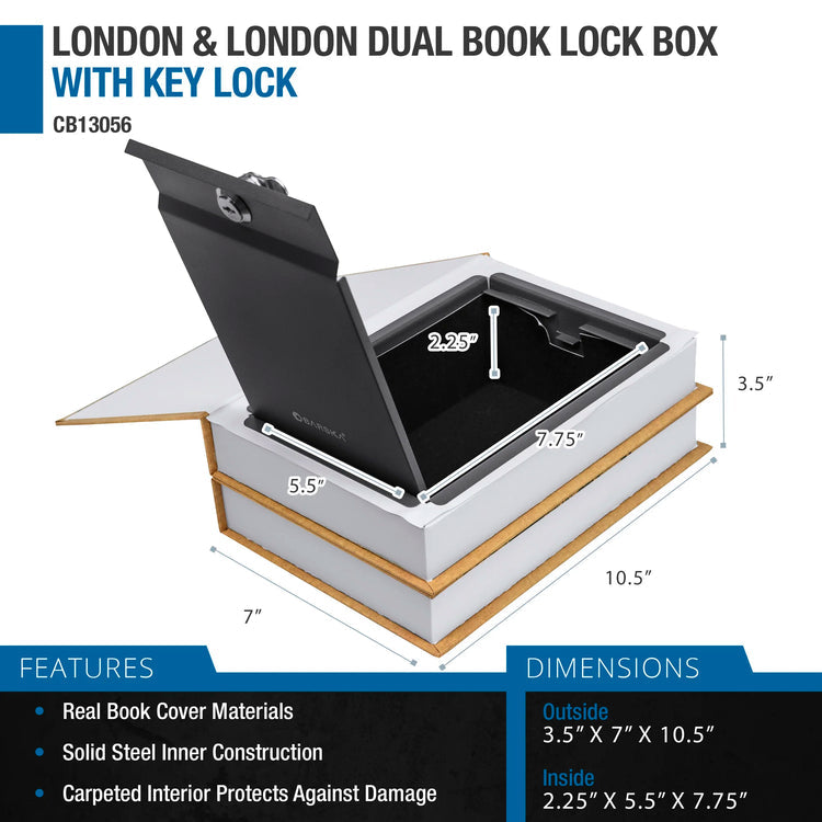 Paris & London Series Dual Book Lock Boxes with Key Lock | CB12470, CB13056, CB13058