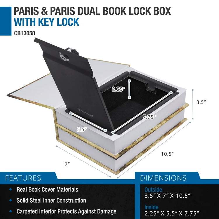 Paris & London Series Dual Book Lock Boxes with Key Lock | CB12470, CB13056, CB13058