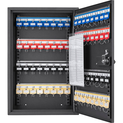 64 Capacity Adjustable Key Cabinet with Combination & Key Lock, Black | CB13264