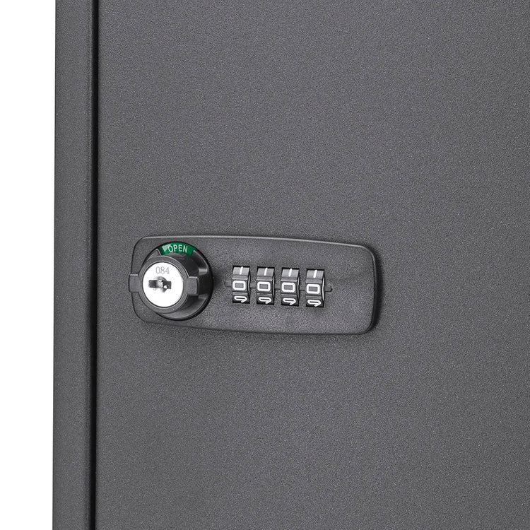 64 Capacity Adjustable Key Cabinet with Combination & Key Lock, Black | CB13264