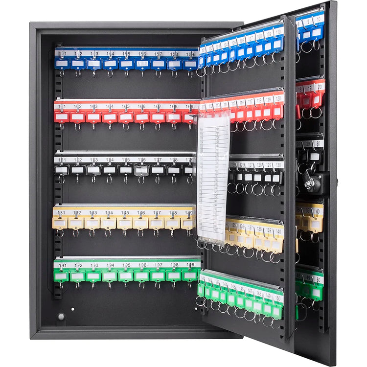 200 Capacity Adjustable Key Cabinet with Combination & Key Lock, Black | CB13266