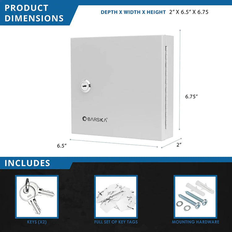 10 Capacity Fixed Position Key Cabinet with Key Lock, White Tags | CB13362