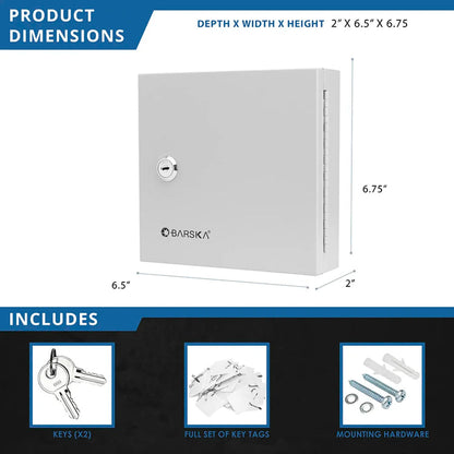 10 Capacity Fixed Position Key Cabinet with Key Lock, White Tags | CB13362