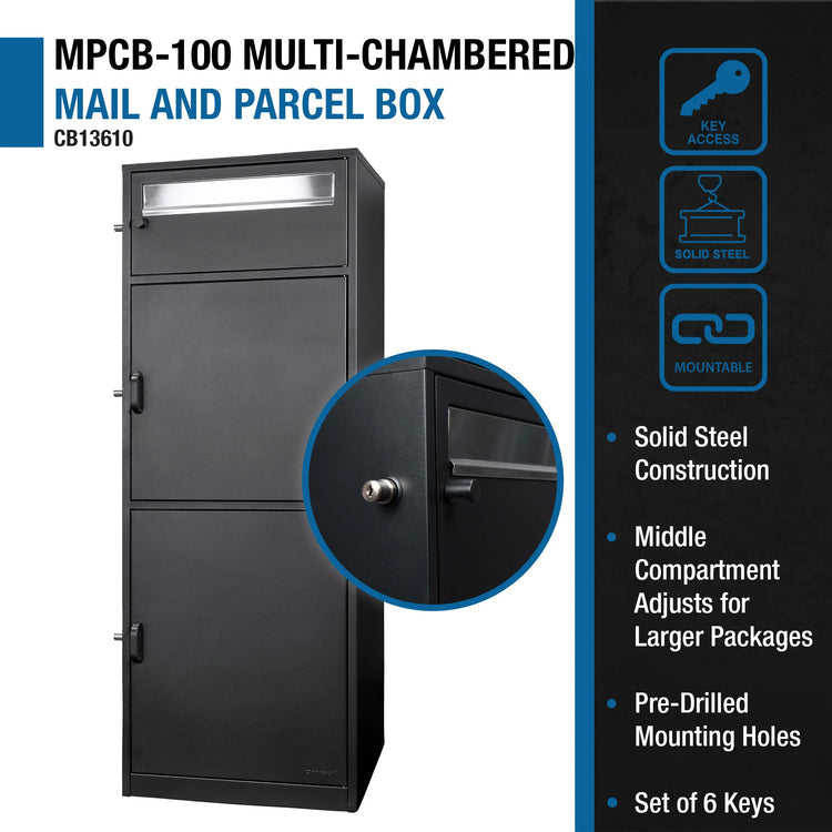 MPCB-100 Three Compartment Locking Mail and Parcel Box with Package Compartments | CB13610